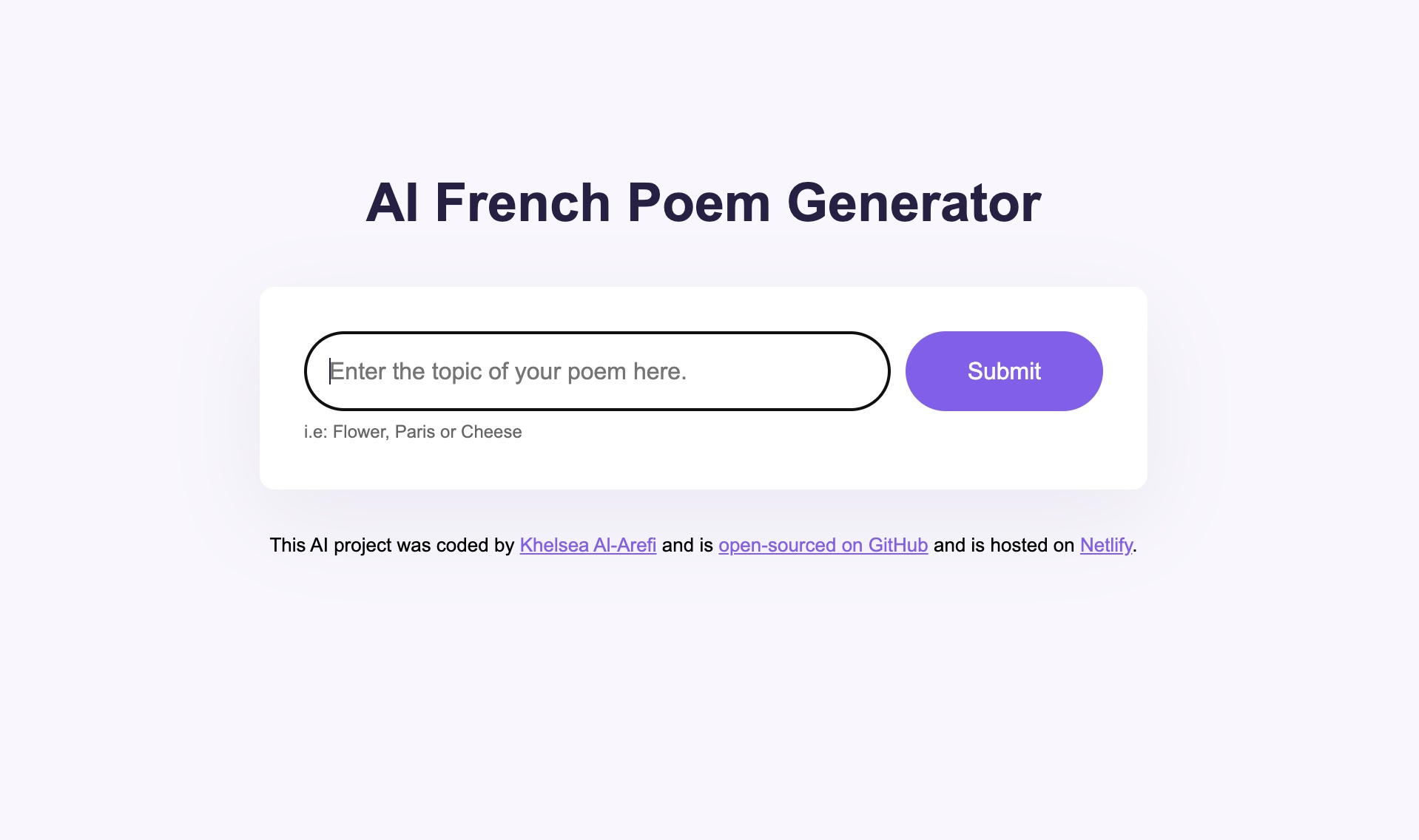 French Poem Generator